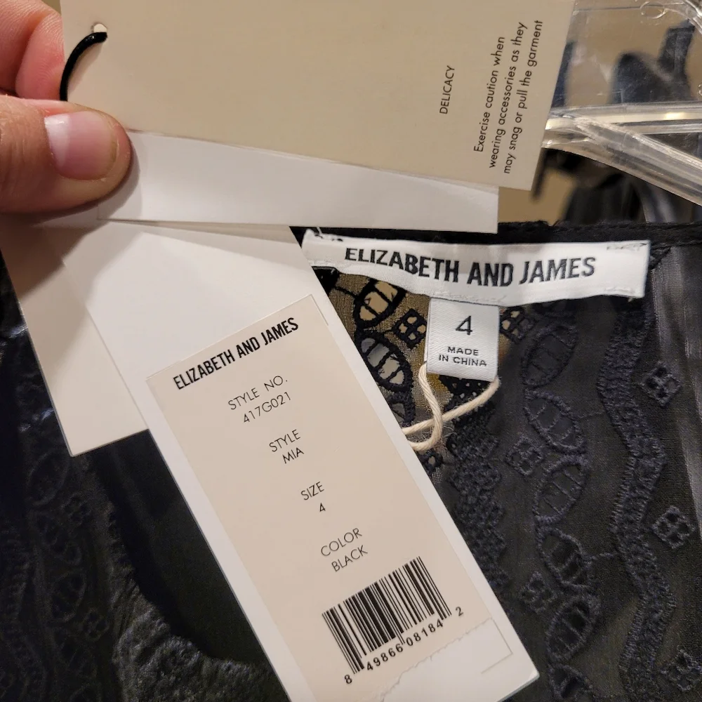 Elizabeth & James Black Embroidered Silk Georgette Mia Maxi Dress - Picture 5 of 11